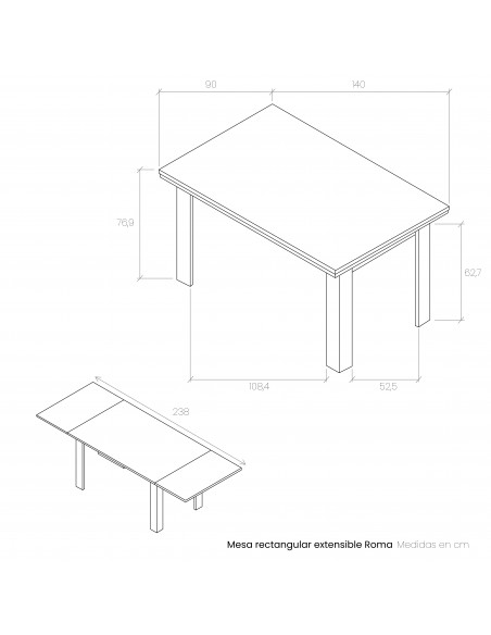 Mesa rectangular extensible ROMA