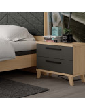Mesita de noche dos cajones NILO