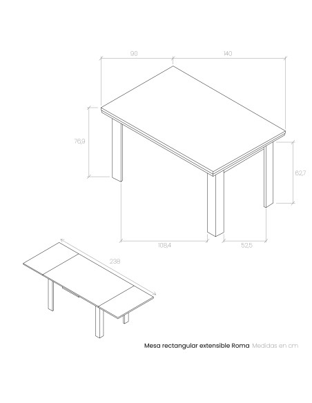 Mesa rectangular extensible ROMA