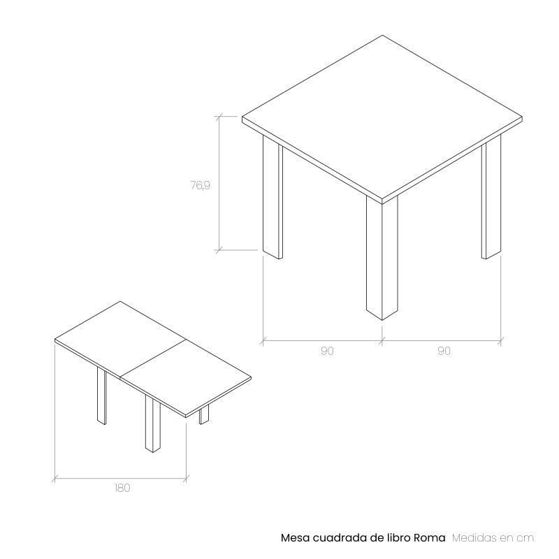 Mesa cuadrada de libro ROMA