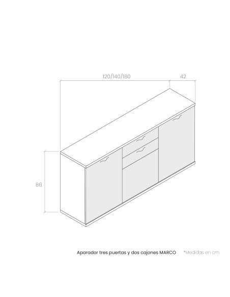 Aparador tres puertas y dos cajones MARCO