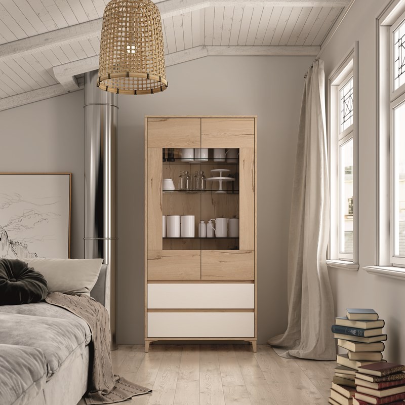 Vitrina dos puertas con cristalera y dos...