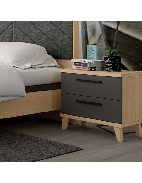 Mesita de noche dos cajones NILO