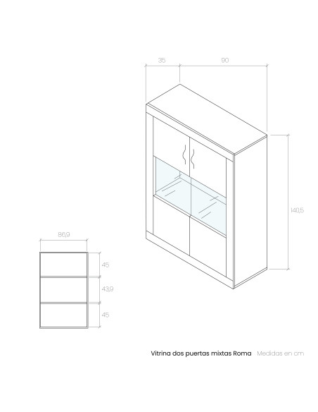 Vitrina dos puertas mixtas ROMA
