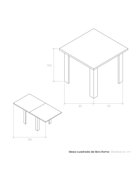 Mesa cuadrada de libro ROMA