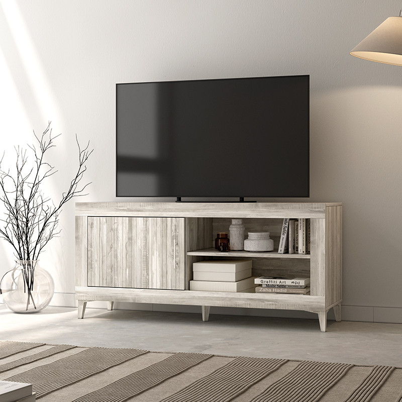 Mueble TV una puerta y dos huecos 130 cm ROMA