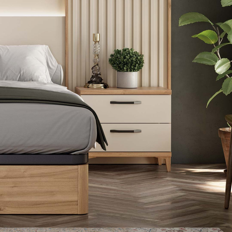 Mesita de noche dos cajones NILO