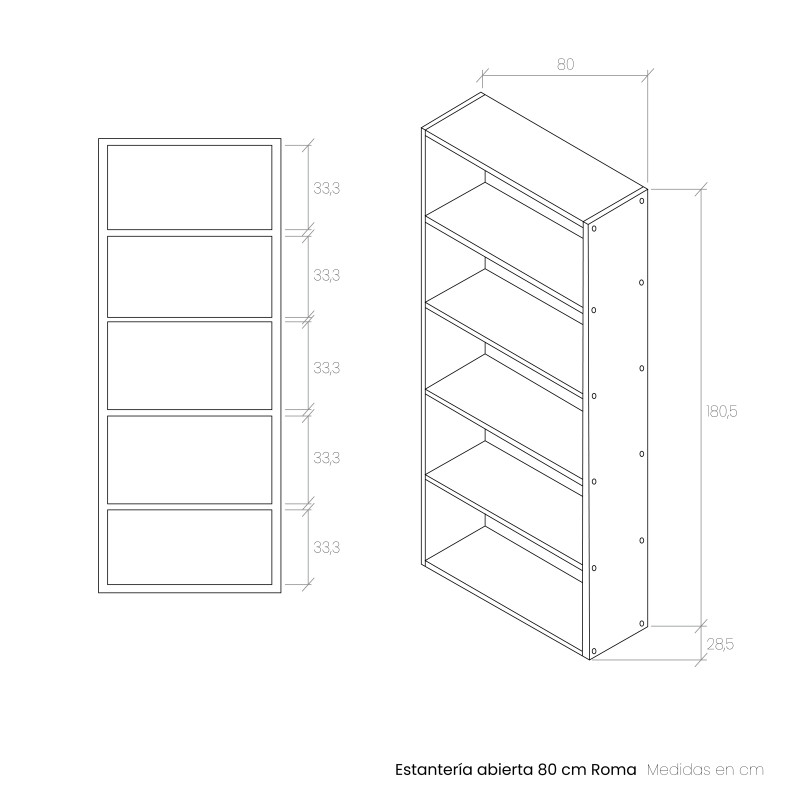 Estantería abierta 80 cm ROMA
