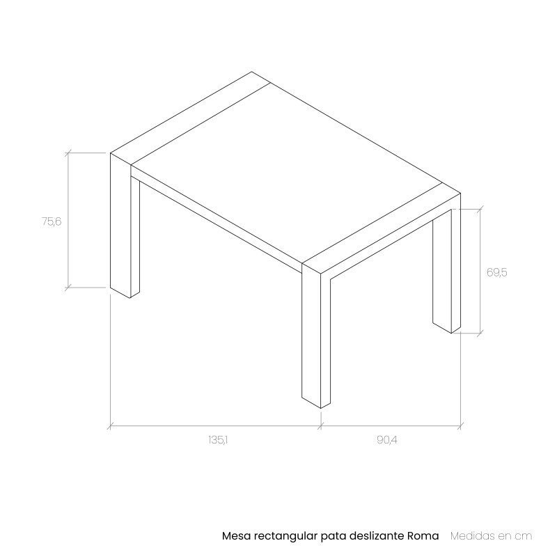 Mesa rectangular pata deslizante ROMA