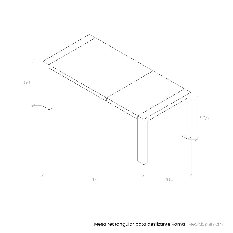 Mesa rectangular pata deslizante ROMA