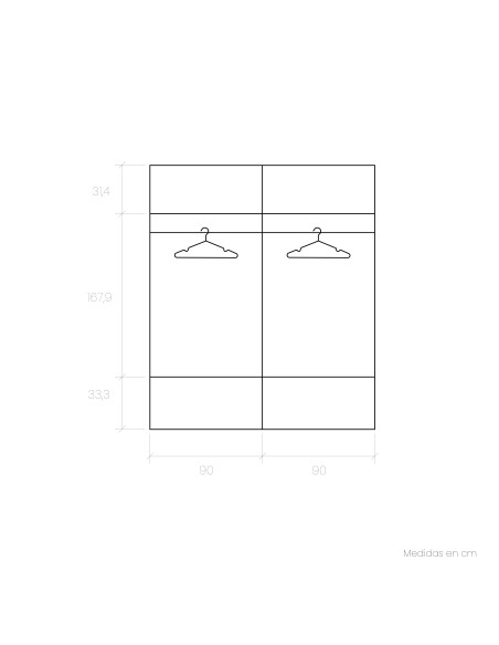 Armario dos puertas correderas altura 240 VIENA