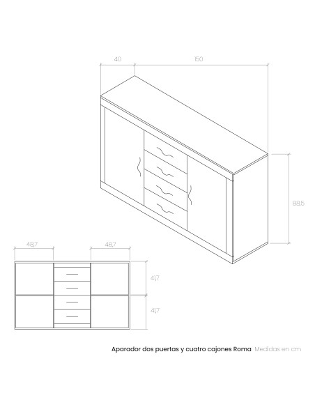 Aparador dos puertas y cuatro cajones ROMA