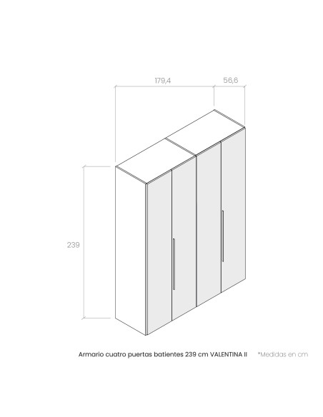 Armario cuatro puertas batientes 239 cm VALENTINA II