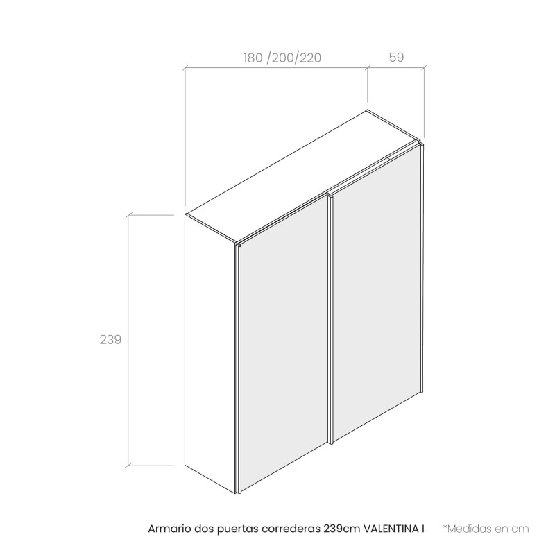 Armario dos puertas correderas 239 cm VALENTINA I