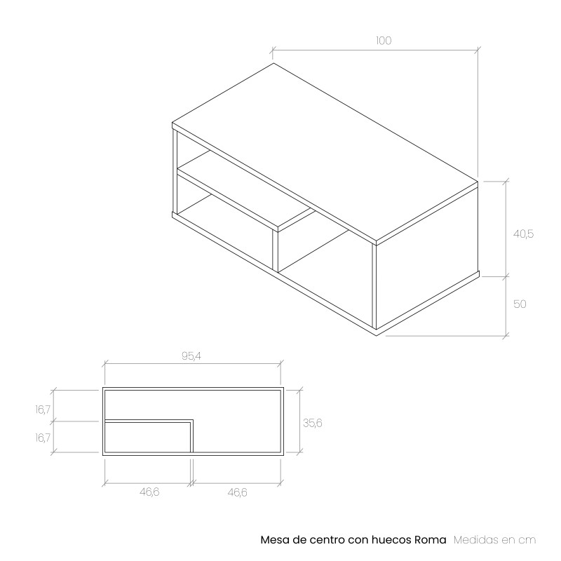 Mesa de centro con huecos ROMA