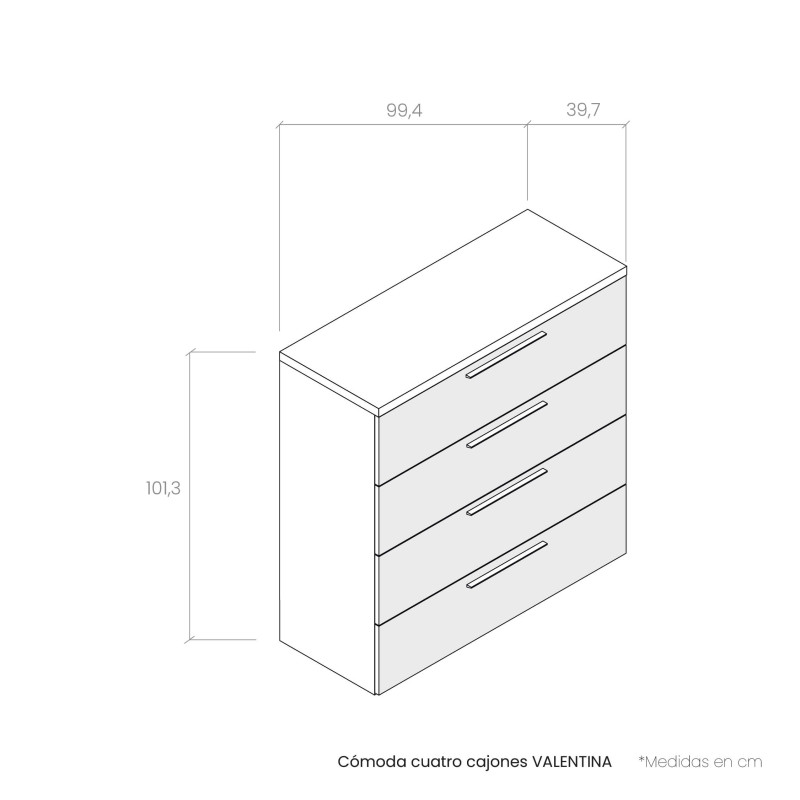 Cómoda cuatro cajones VALENTINA