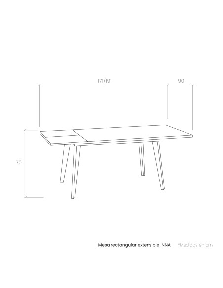 Mesa rectangular extensible INNA