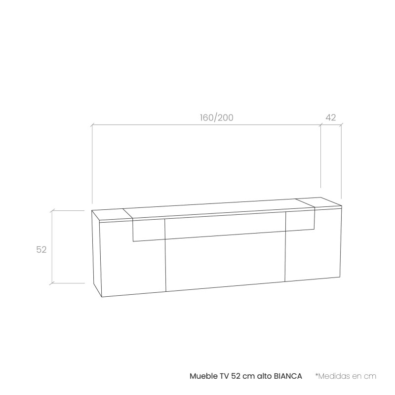Mueble TV 52 cm alto BIANCA