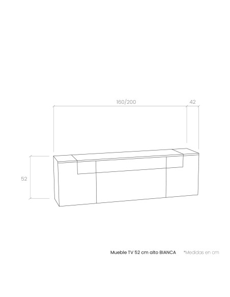Mueble TV 52 cm alto BIANCA