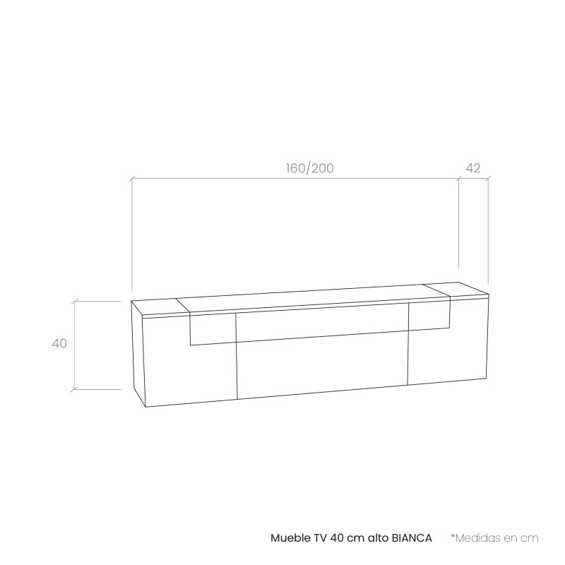 Mueble TV 40 cm alto BIANCA