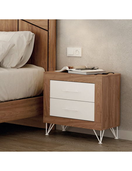 Mesita de noche dos cajones VIENA