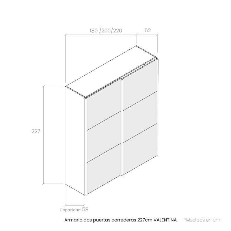 Armario dos puertas correderas 227 cm VALENTINA