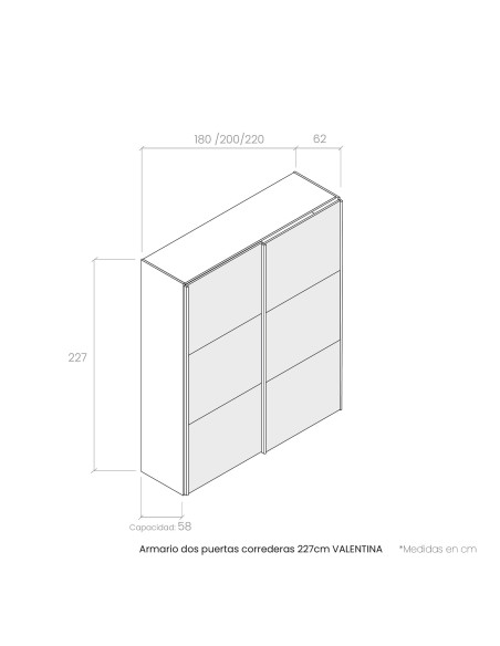 Armario dos puertas correderas 227 cm VALENTINA