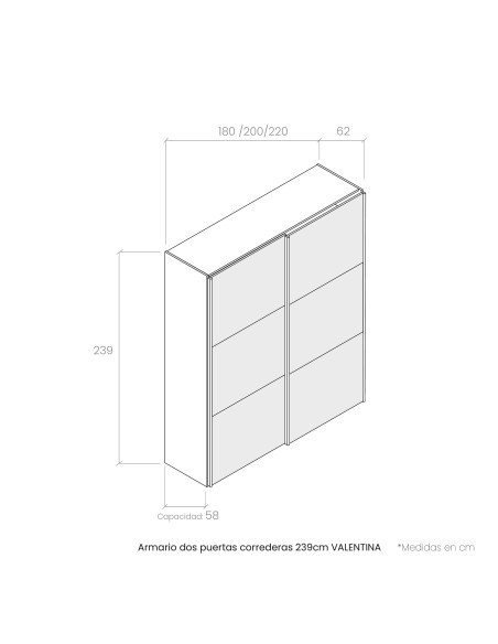 Armario dos puertas correderas 239 cm VALENTINA