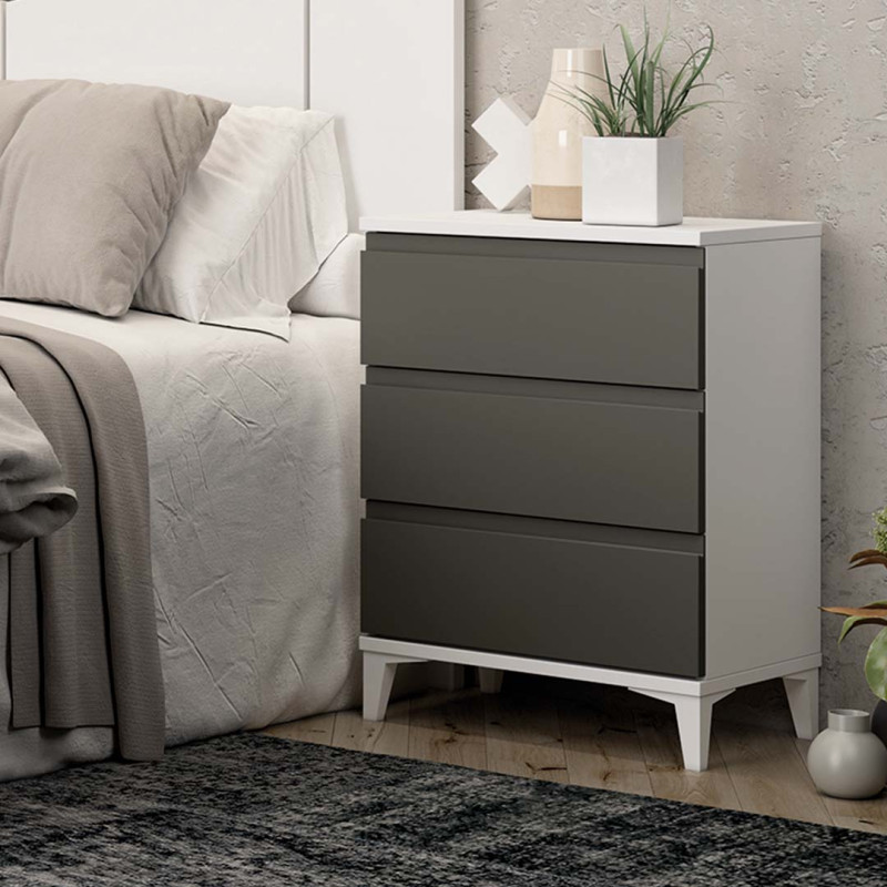 Mesita de noche tres cajones NILO II