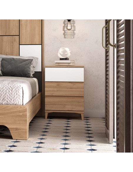 Mesita de noche tres cajones NILO II