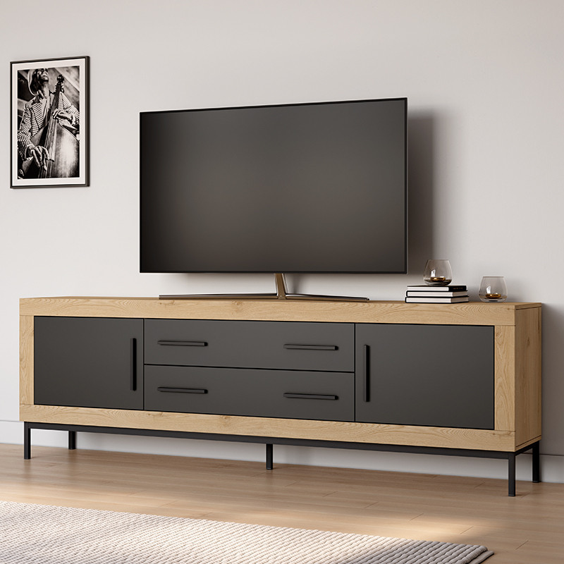 Mueble TV dos cajones y dos puertas 200 cm ROMA