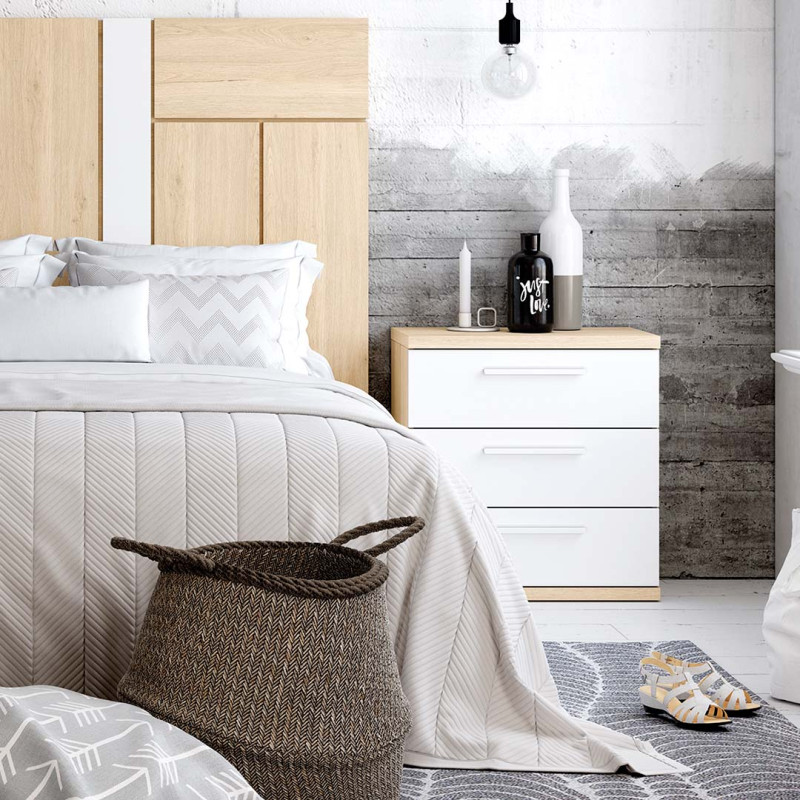 Mesita de noche tres cajones NILO