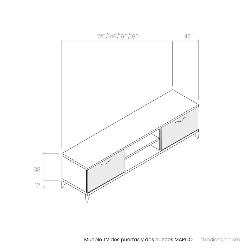 Mueble TV dos puertas y dos huecos MARCO