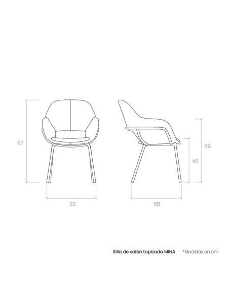 Silla de salón tapizada MINA