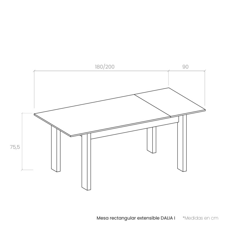 Mesa rectangular extensible DALIA I
