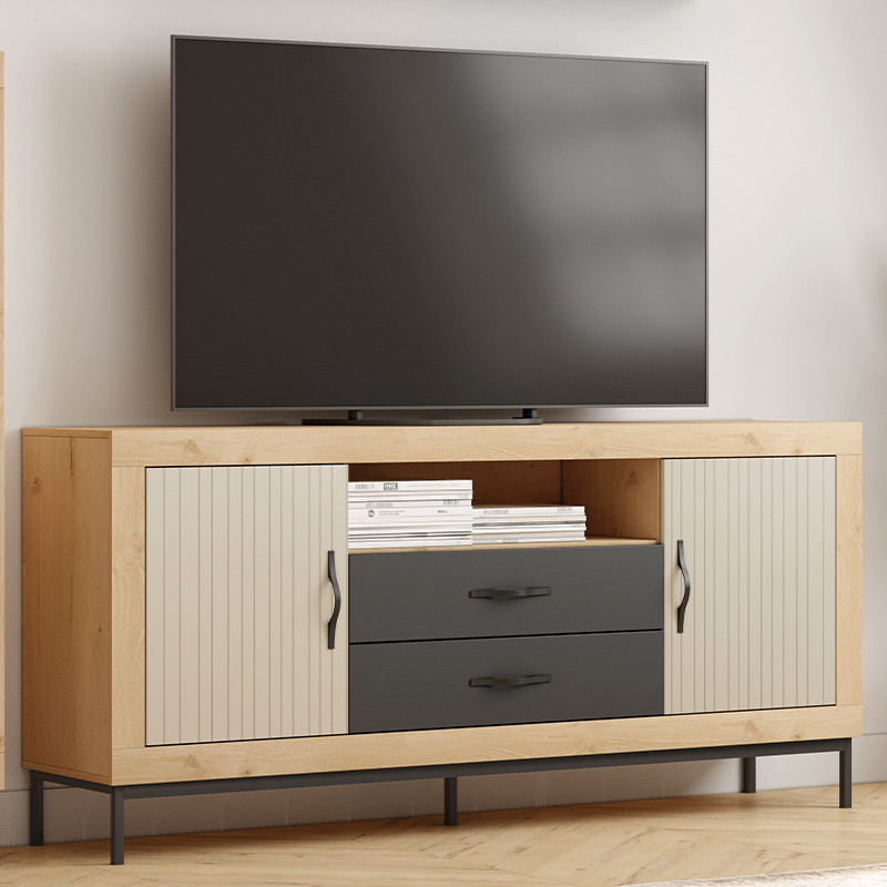 Mueble TV dos cajones, dos puertas y un hueco ROMA