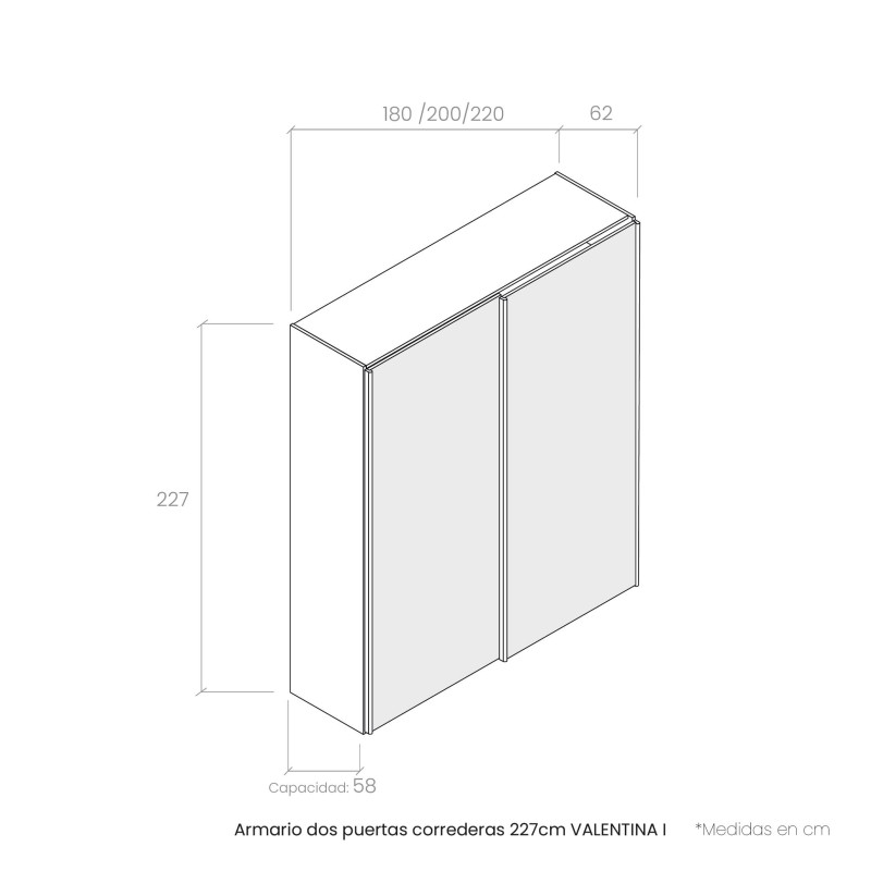 Armario dos puertas correderas 227 cm VALENTINA I