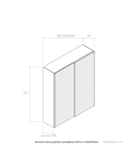 Armario dos puertas correderas 227 cm VALENTINA I