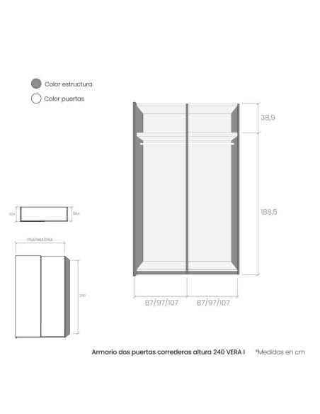 Armario dos puertas correderas altura 240 VERA I