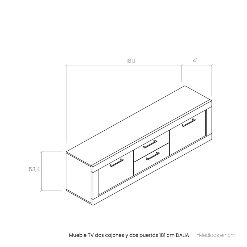 Mueble TV dos cajones y dos puertas 181 cm DALIA