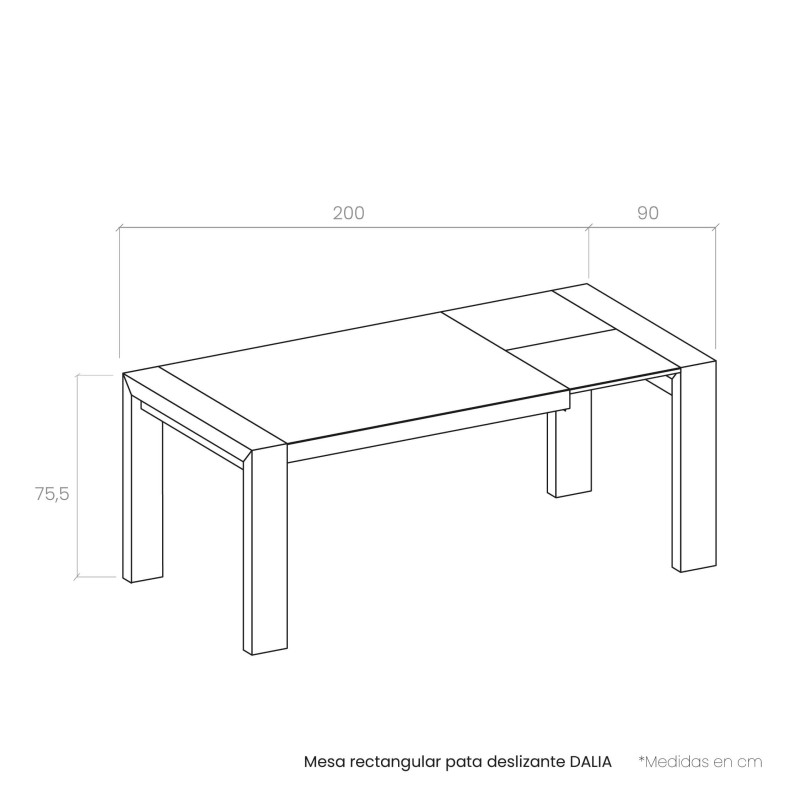 Mesa rectangular pata deslizante DALIA
