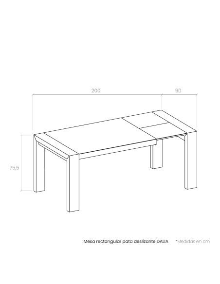 Mesa rectangular pata deslizante DALIA