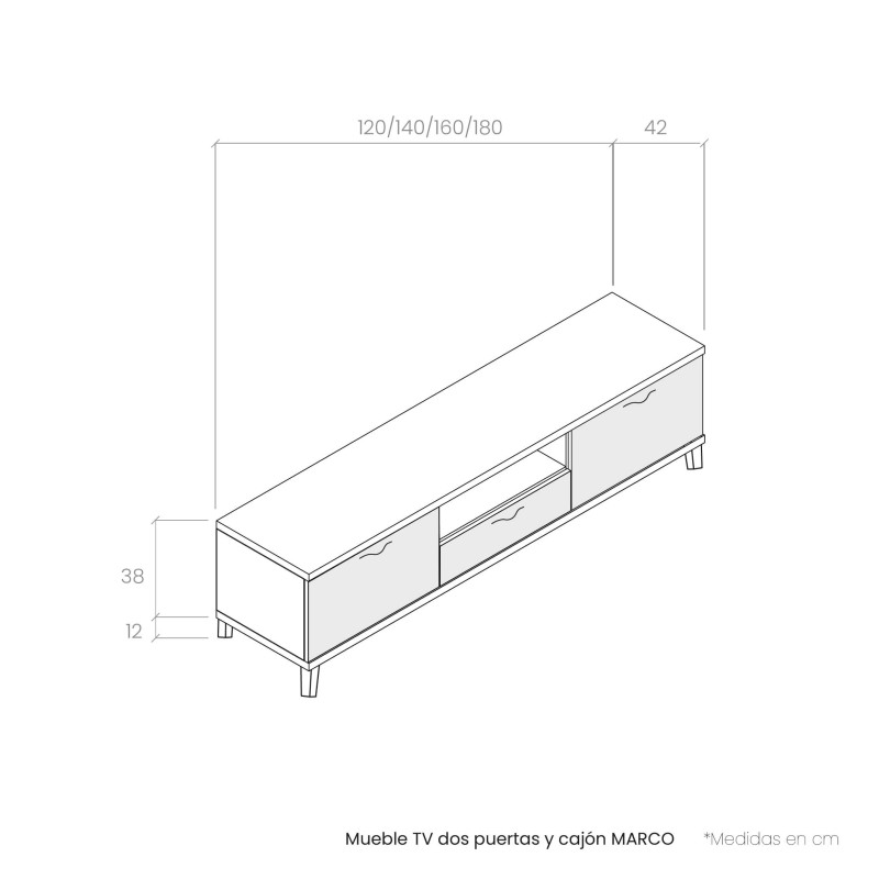 Mueble TV dos puertas y cajón MARCO