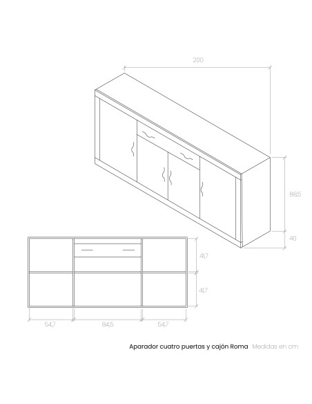 Aparador cuatro puertas y cajón ROMA