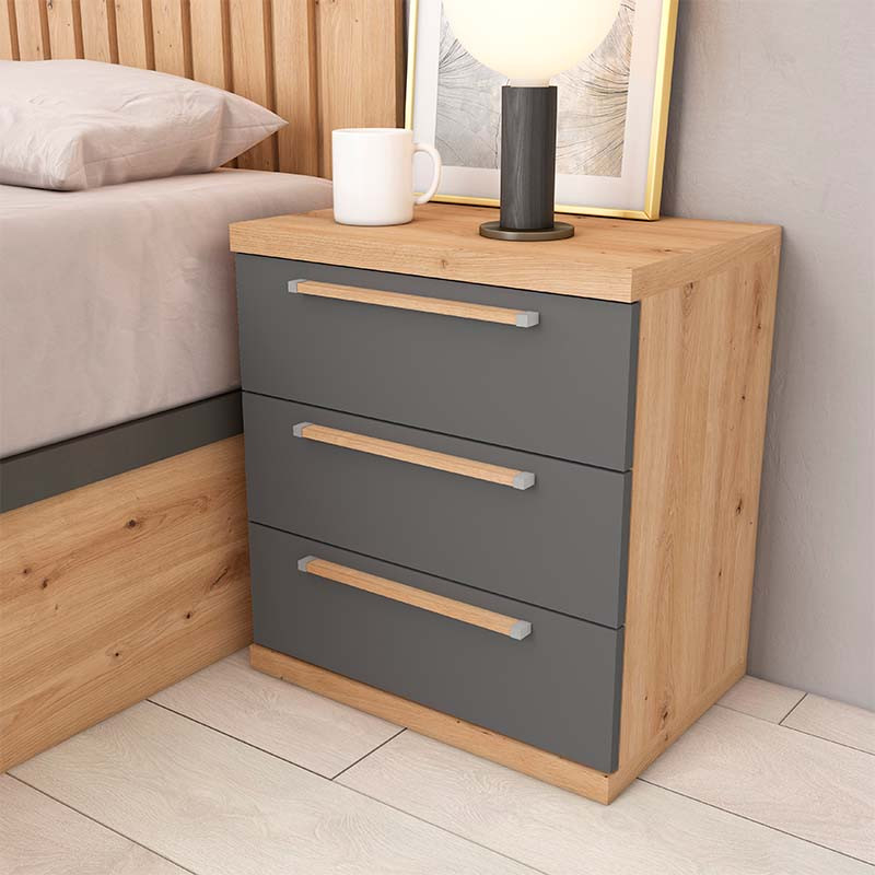 Mesita de noche tres cajones LENA