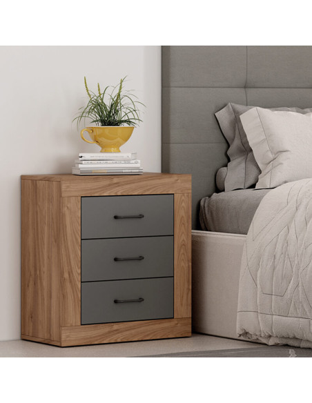 Mesita de noche tres cajones VIENA