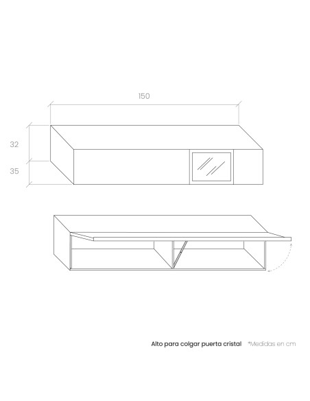 Alto para colgar puerta cristal DANIELA