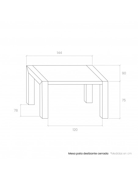 Mesa comedor rectangular extensible portería deslizante DANIELA