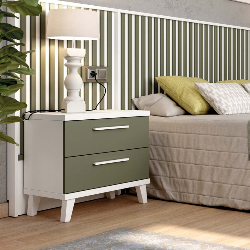 Mesita de noche dos cajones NILO