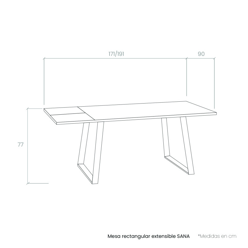 Mesa rectangular extensible SANA